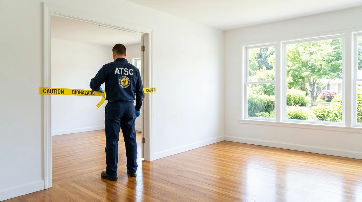 Certified biohazard cleanup crew performing Trauma Scene Cleanup in Pineville